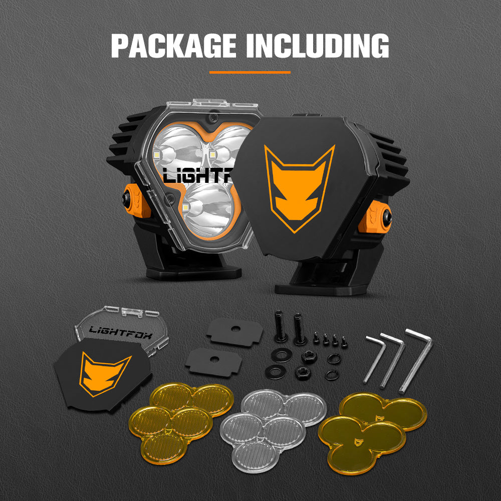 Lightfox Pair 3" Cygnus-3 Osram LED Pod Lights Work Light w/ 3 pin DT Connector