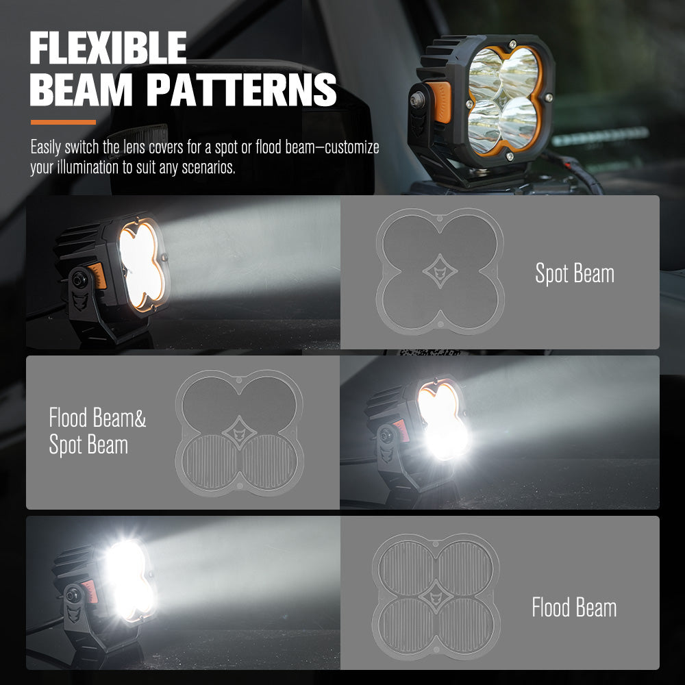 Lightfox Pair 3" Cygnus-4 Osram LED Pod Lights Work Light w/ 3 pin DT Connector