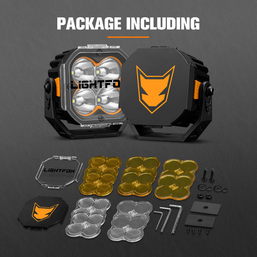 Lightfox Pair 3" Cygnus-4 Osram LED Pod Lights Work Light w/ 3 pin DT Connector