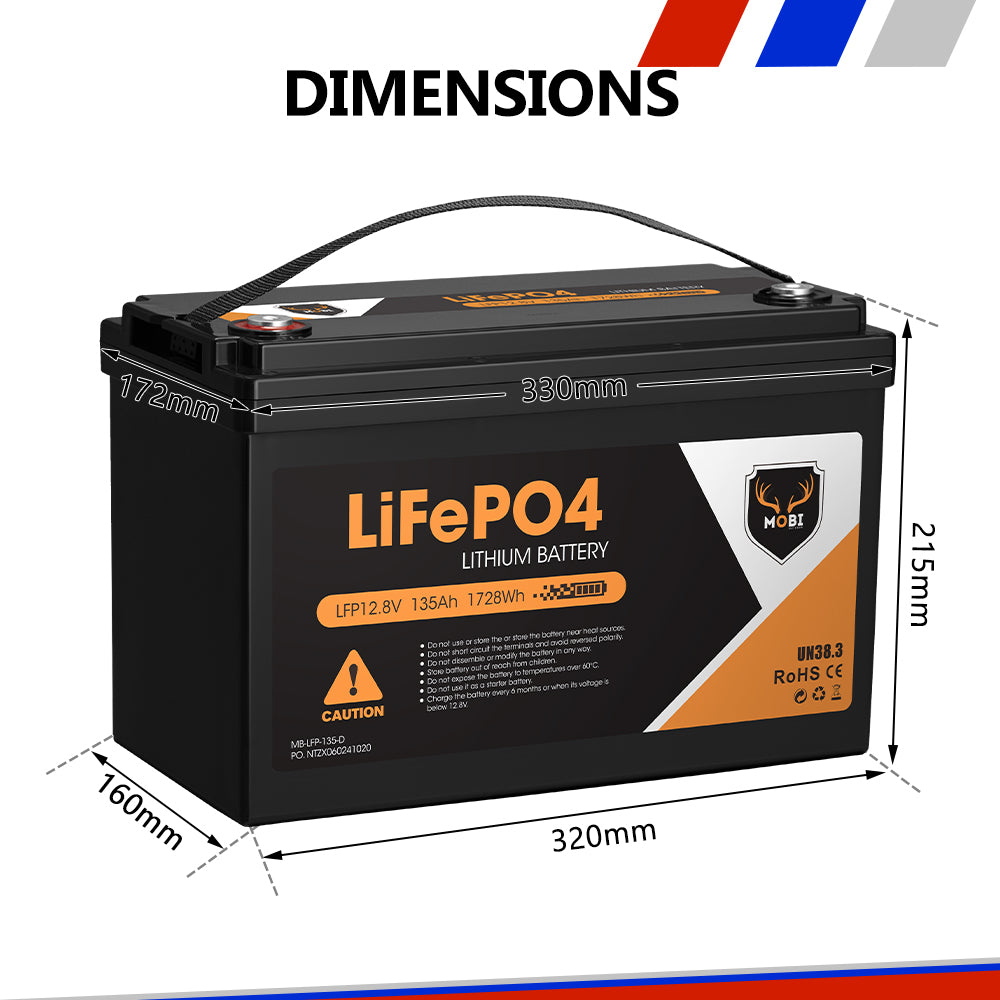 Mobi 135ah Lithium Battery 12v LifePO4 Deep Cycle Camping Solar Fridge