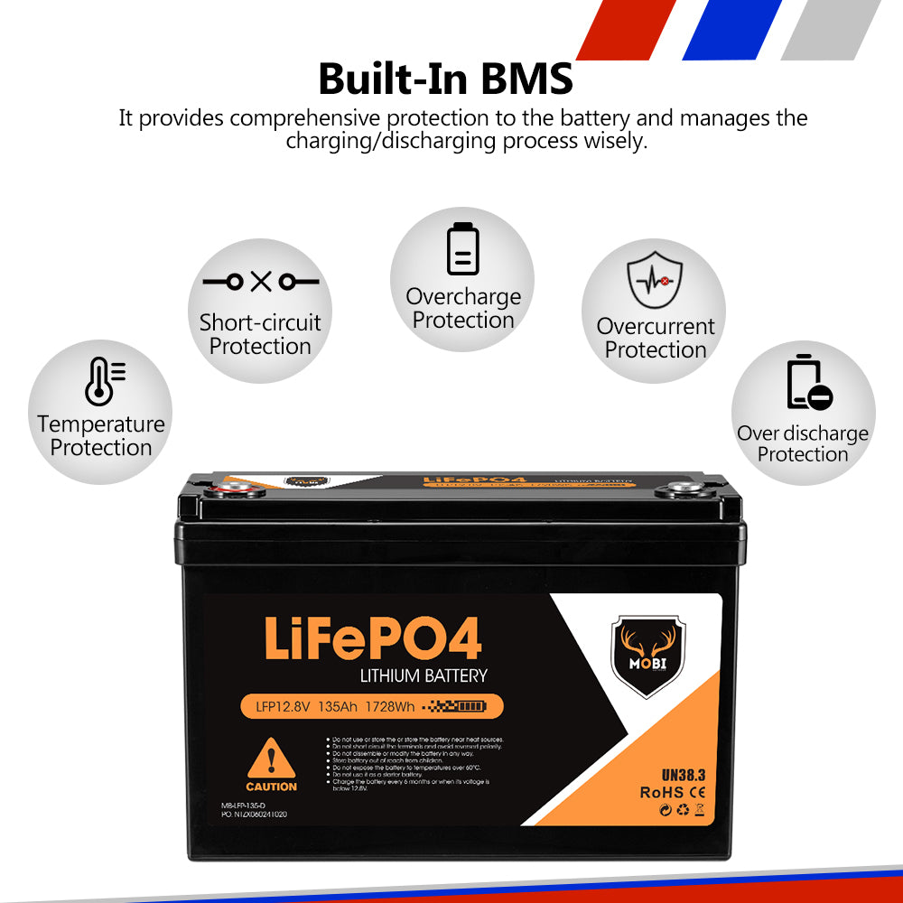Mobi 135ah Lithium Battery 12v LifePO4 Deep Cycle Camping Solar Fridge