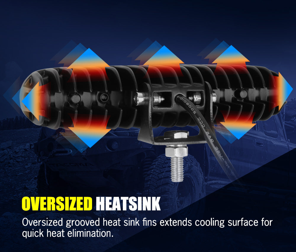 LIGHTFOX Pair 7 inch LED Light Bar Spot Flood Work Driving Reverse Lamp 12V 24V 6"