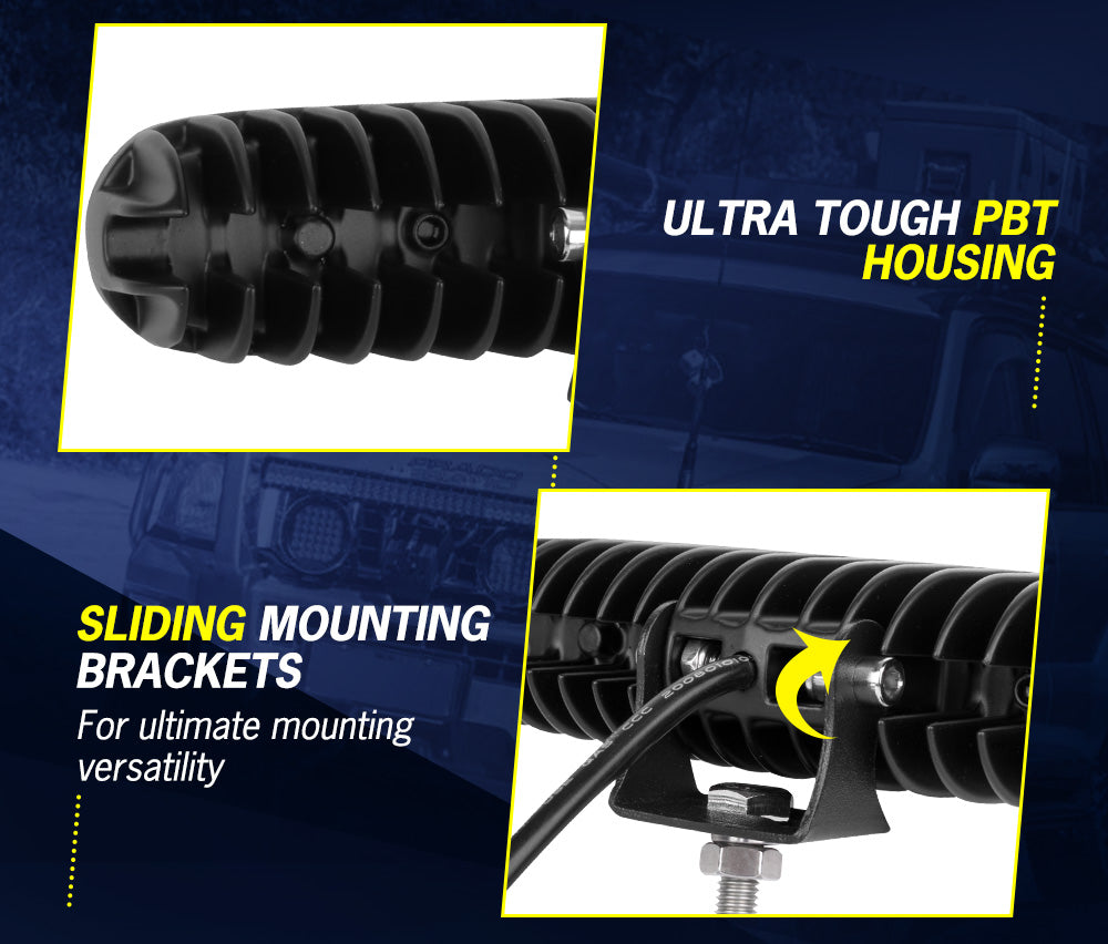 LIGHTFOX Pair 7 inch LED Light Bar Spot Flood Work Driving Reverse Lamp 12V 24V 6"