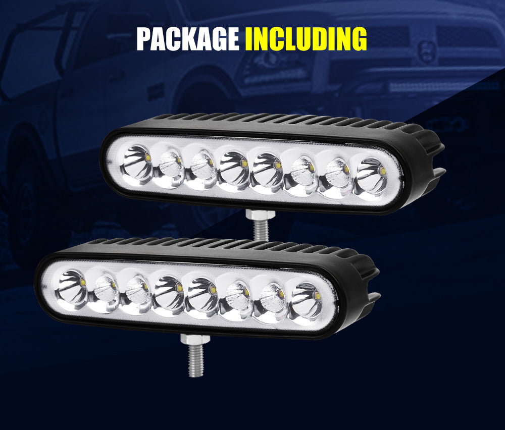 LIGHTFOX Pair 7 inch LED Light Bar Spot Flood Work Driving Reverse Lamp 12V 24V 6"
