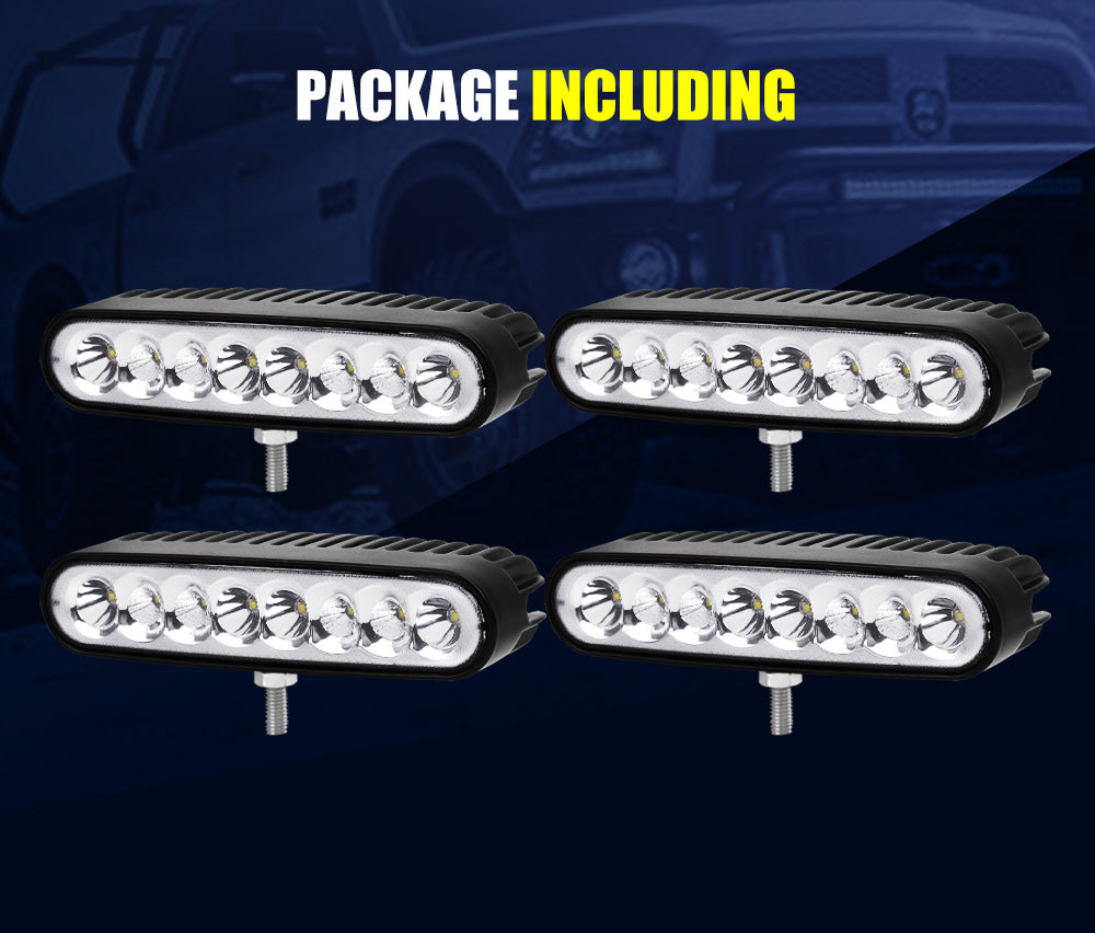 LIGHTFOX 4x 7inch LED Work Light Bar Spot Flood Reverse Driving Lamp OffRoad 4WD 4X4