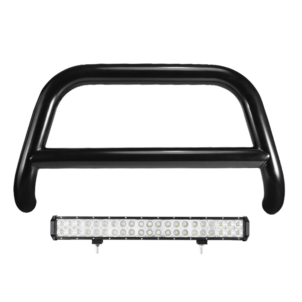 SAN HIMA Nudge Bar 3" Grille Guard For Nissan Navara NP300 2015-2020 + 20" LED Light Bar