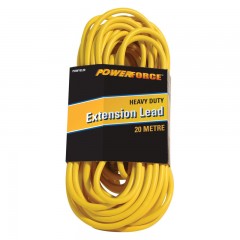 Extension Lead, 20m 10A Heavy Duty PVC, Yellow Cable