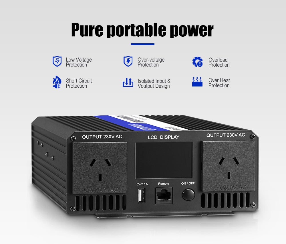 Atem Power Pure Sine Wave Power Inverter 1500W/3000W 12V to 240V Camping Car Boat
