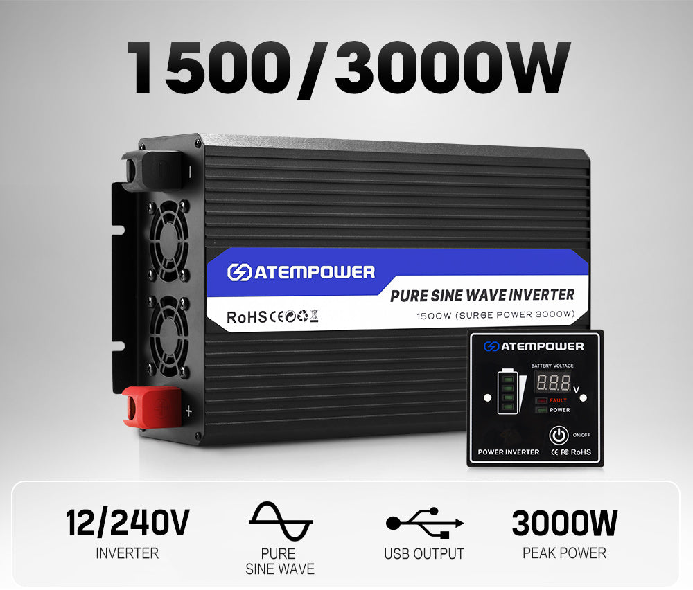 Atem Power Pure Sine Wave Power Inverter 1500W/3000W/6000W 12V to 240V 50HZ AC