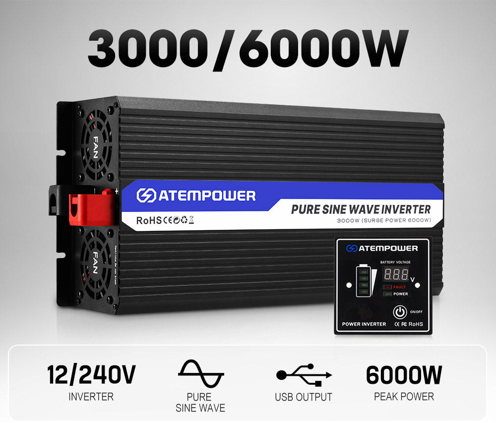 Atem Power Pure Sine Wave Power Inverter 12V to 240V 3000W/6000W Camping Car Boat
