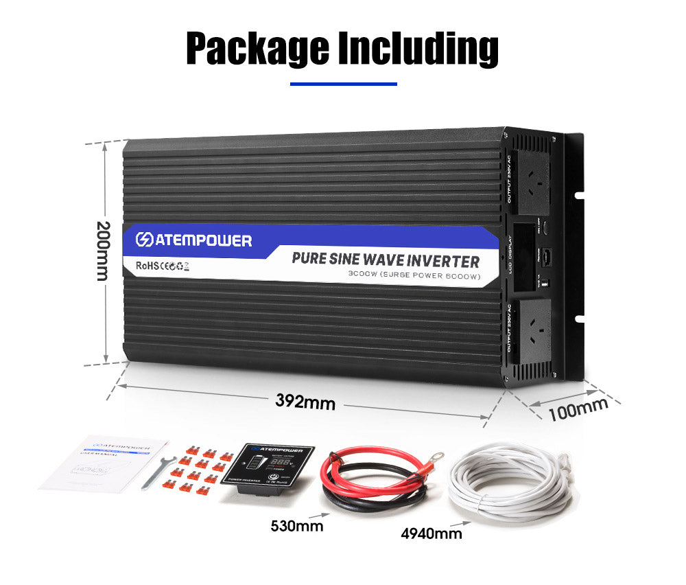 Atem Power Pure Sine Wave Power Inverter 12V to 240V 3000W/6000W Camping Car Boat