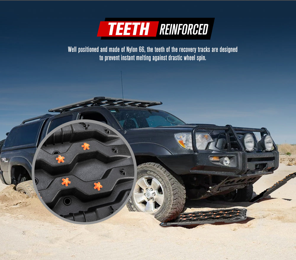 Fieryred Recovery Tracks 15T 4WD Boards /w Mounting Pins Sand Mud Snow 4x4 Black