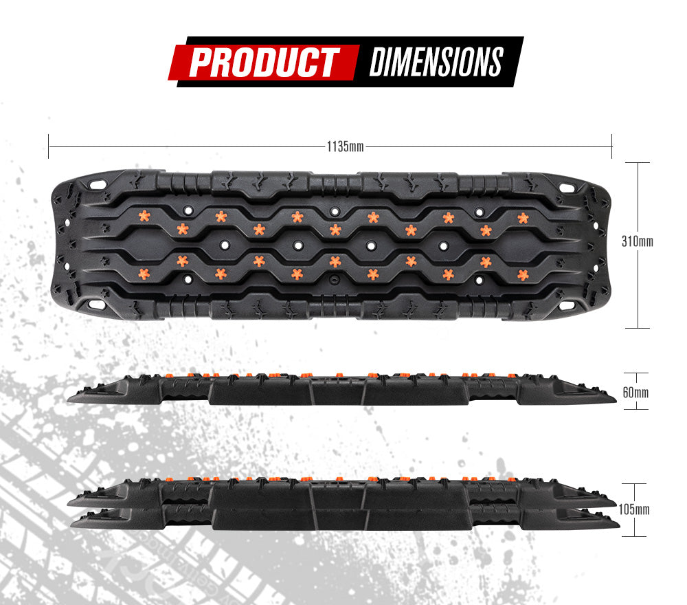Fieryred Recovery Tracks 15T 4WD Boards /w Mounting Pins Sand Mud Snow 4x4 Black