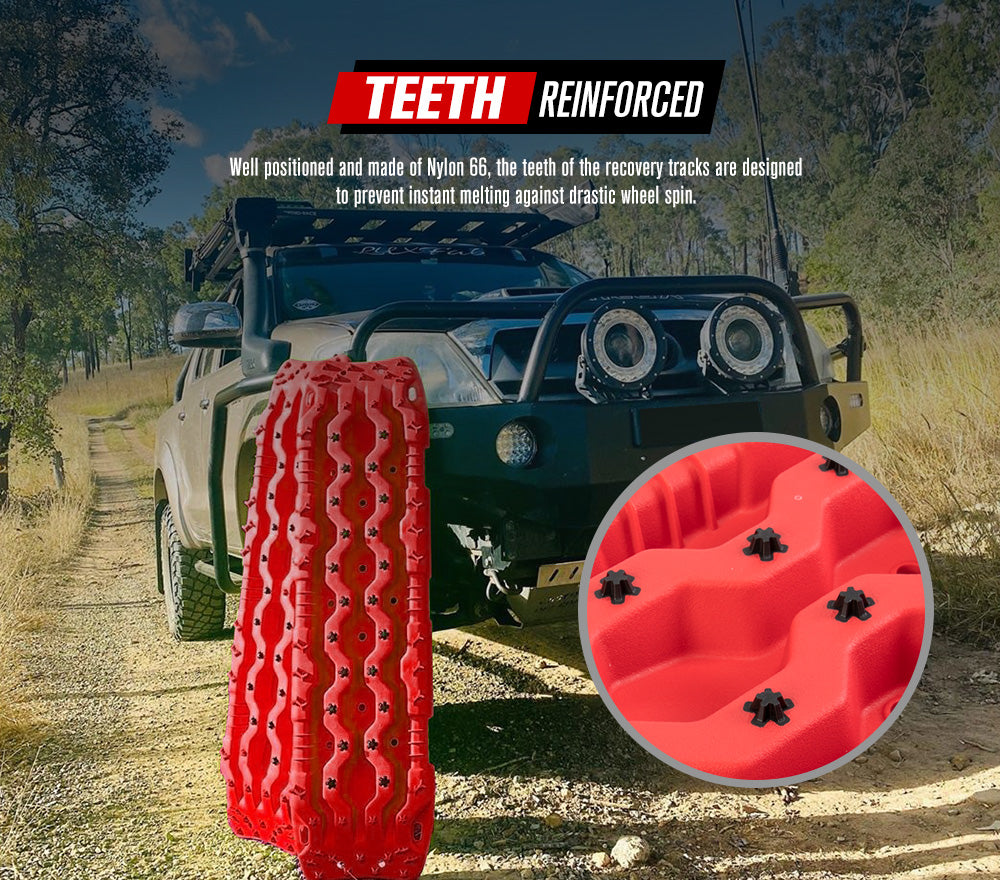 Fieryred Recovery Tracks 15T Board 4WD Vehicle Sand/Snow/Mud 1 Pair Red
