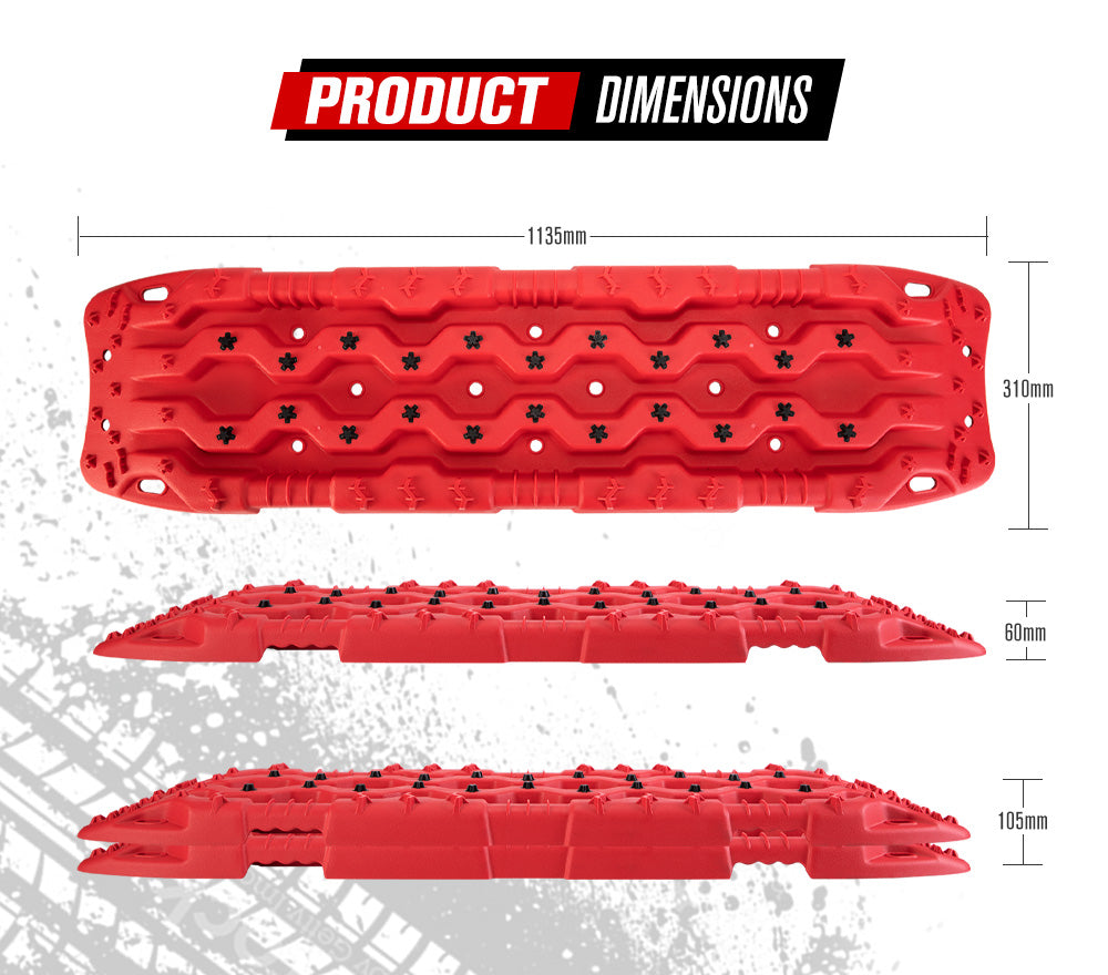 Fieryred Recovery Tracks 15T Board 4WD Vehicle Sand/Snow/Mud 1 Pair Red
