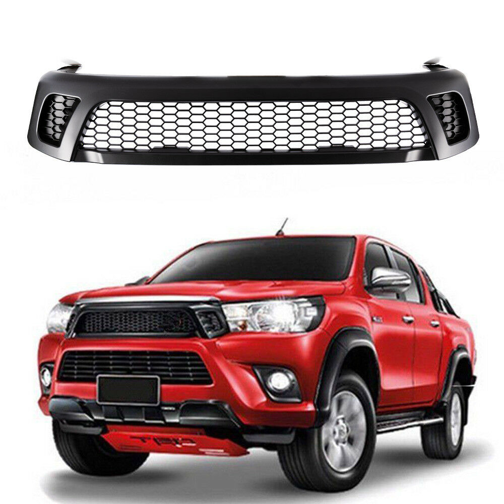 Front Grill Grille Matt Black Fit For Toyota Hilux Revo SR SR5 TRD 2015-2017 ABS