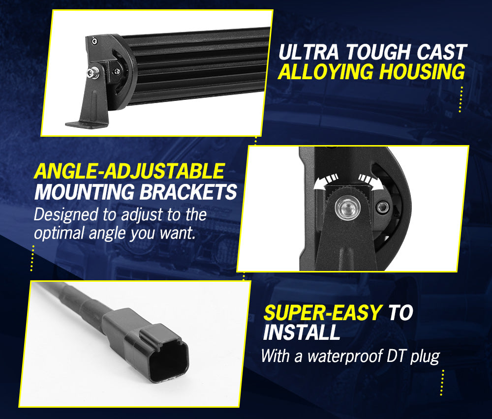 Lightfox LED Light Bar 7" 12" 20" 23" 26" 28" Flood Spot Combo 50" Curved 12V