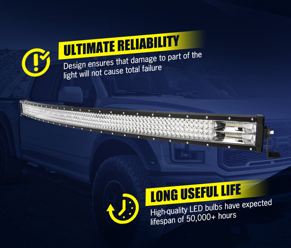 LIGHTFOX 50inch LED Light Bar Curved Combo BeamDriving Offroad 4x4 52"