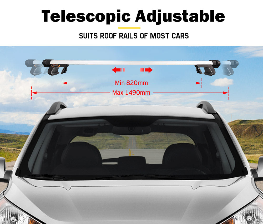 SAN HIMA Universal Roof Rack Rails 820-1490MM Silver