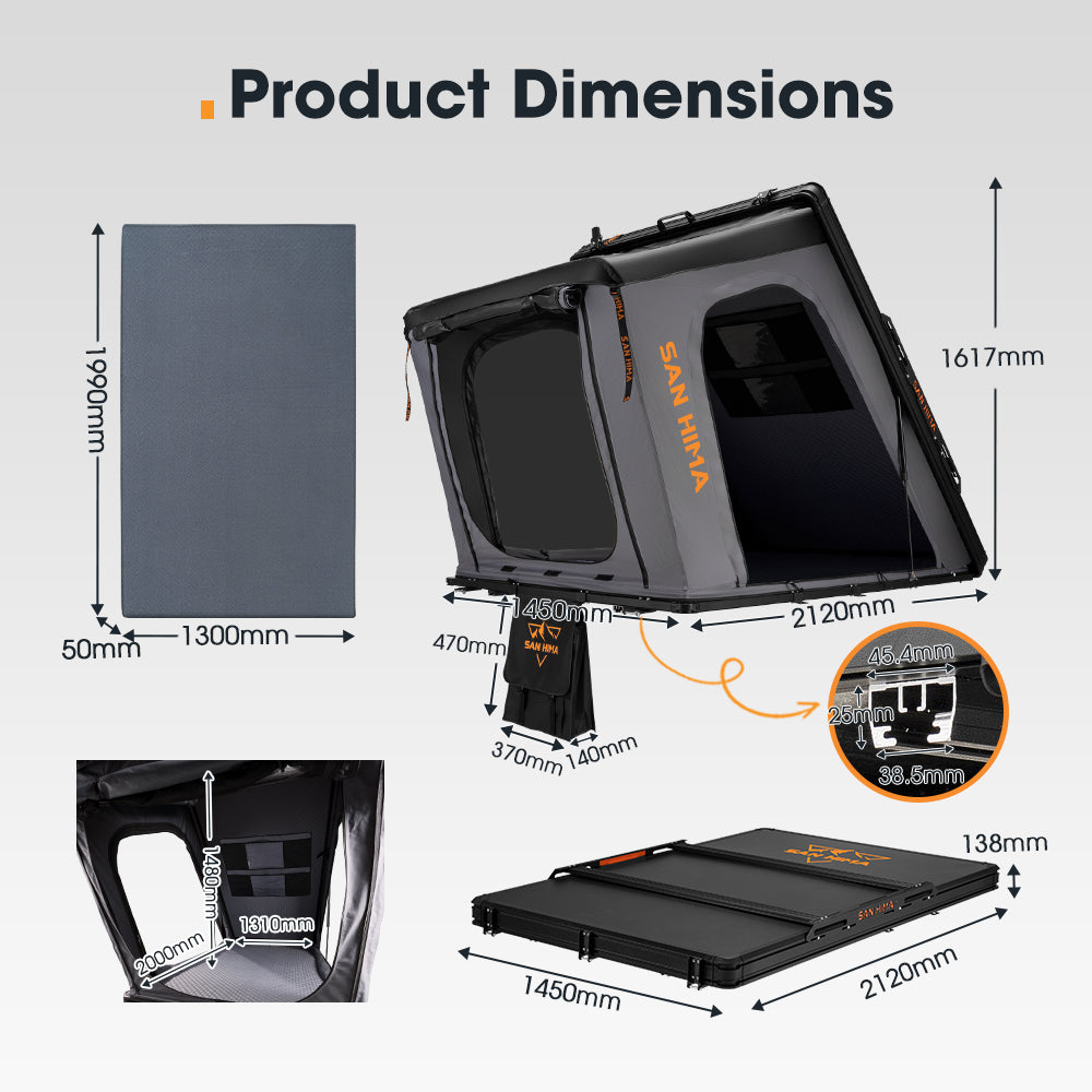 San Hima Kalbarri Gen 2 Roof Top Tent Hardshell With Ladder Camping 4x4 4WD
