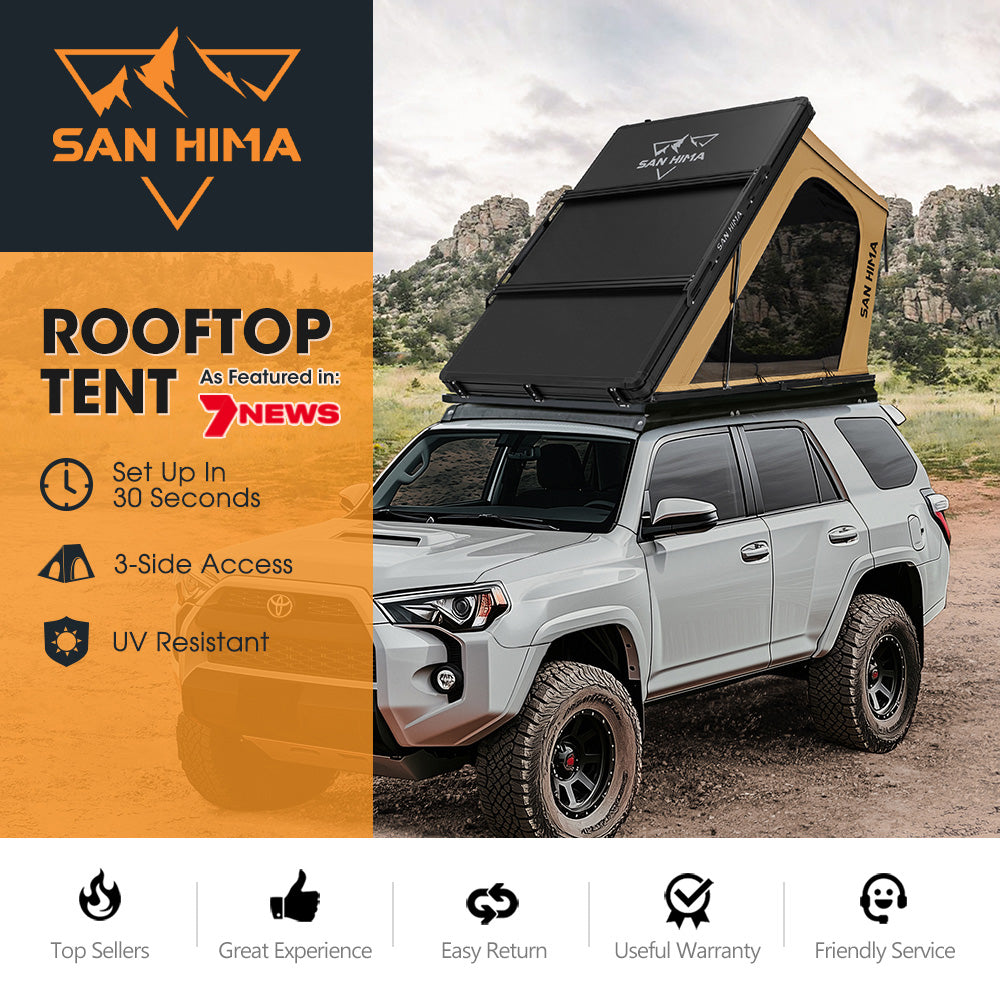San Hima Kalbarri Gen 2 Roof Top Tent Hardshell With Ladder Camping Khaki 4x4