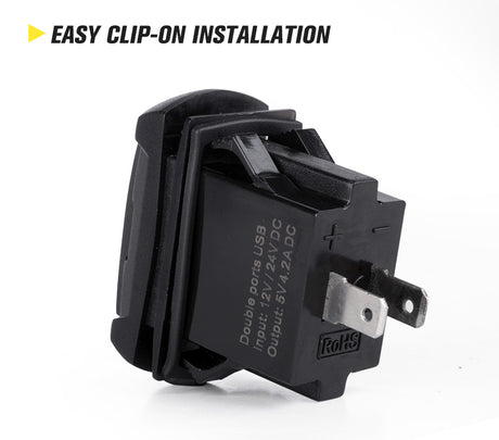 LIGHTFOX Dual Blue USB Car Charger 12-24V Socket For ARB Roker Voltage Voltmeter