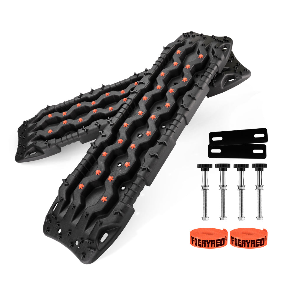 Fieryred Recovery Tracks 15T 4WD Boards /w Mounting Pins Sand Mud Snow 4x4 Black