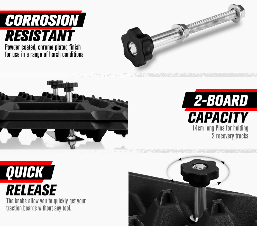 Fieryred Recovery Tracks 15T 4WD Boards /w Mounting Pins Sand Mud Snow 4x4 Black
