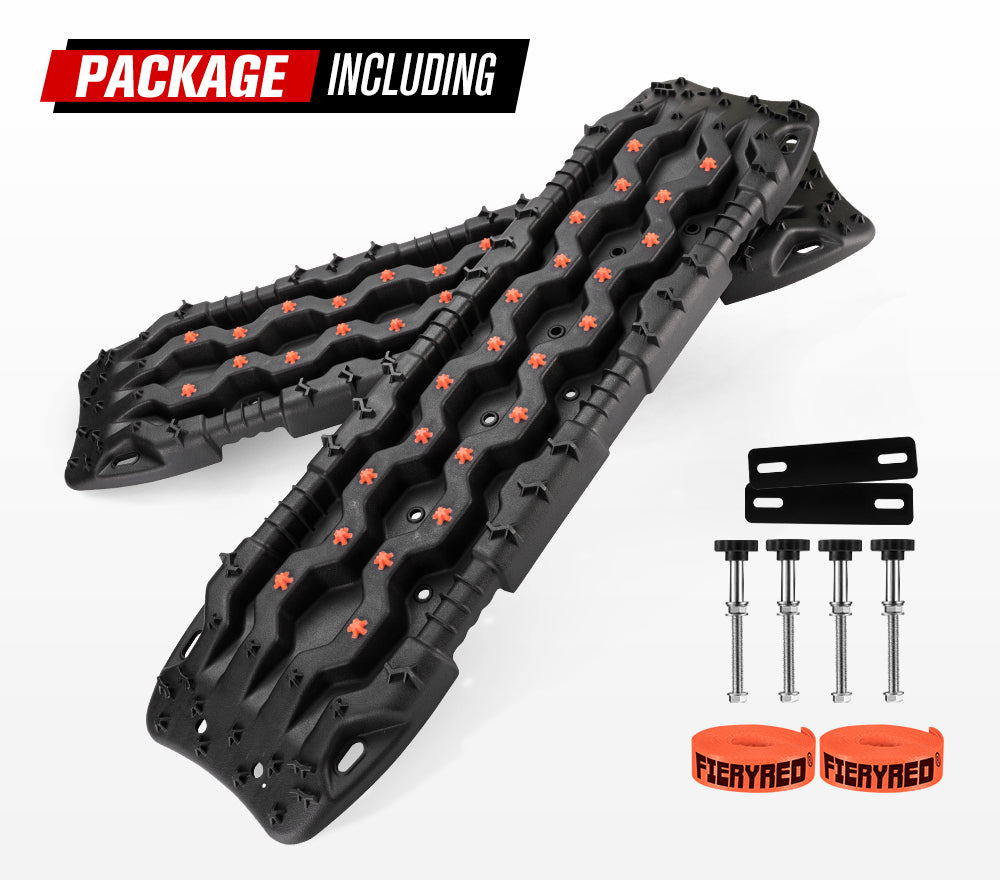 Fieryred Recovery Tracks 15T 4WD Boards /w Mounting Pins Sand Mud Snow 4x4 Black