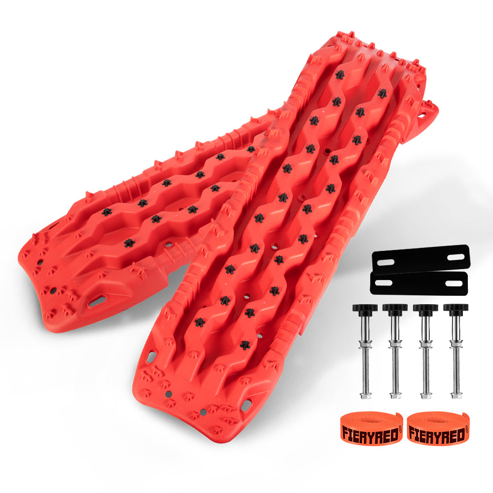 Fieryred Recovery Tracks 15T Boards /w Mounting Pins Sand Mud Snow 4x4 Track Red