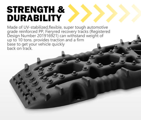 Fieryred Recovery Board Sand Tracks 15T 4WD Vehicle Sand Snow Mud 1 Pair Black