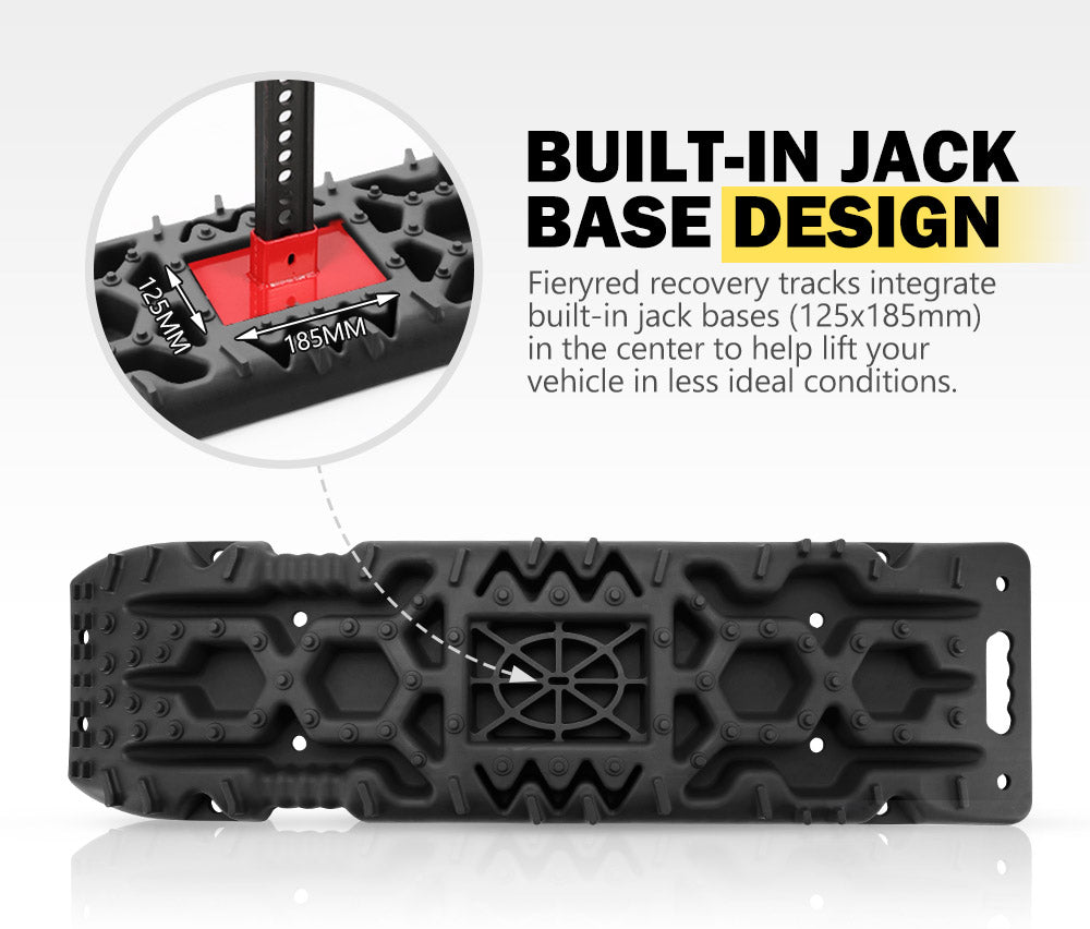 Fieryred Recovery Board Sand Tracks 15T 4WD Vehicle Sand Snow Mud 1 Pair Black