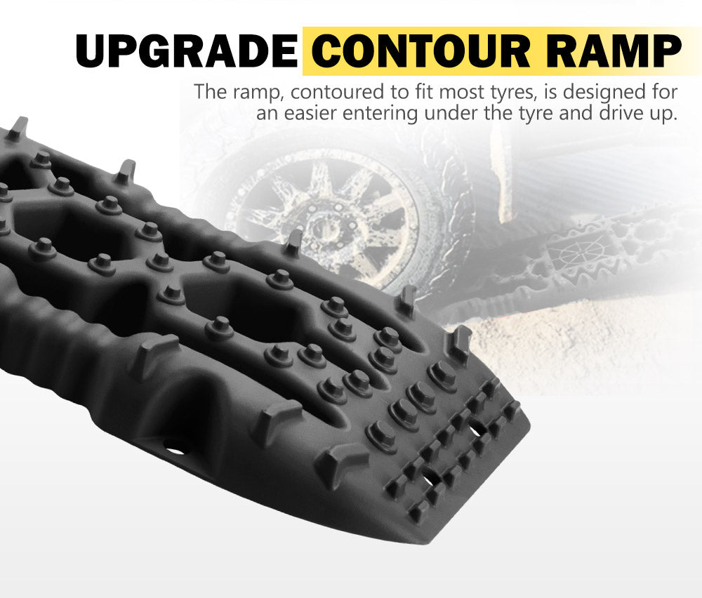 Fieryred Recovery Board Sand Tracks 15T 4WD Vehicle Sand Snow Mud 1 Pair Black