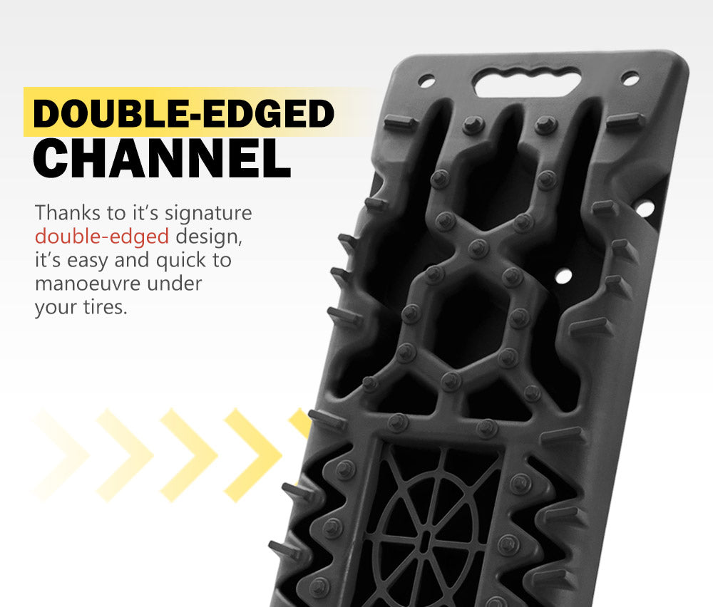 Fieryred Recovery Board Sand Tracks 15T 4WD Vehicle Sand Snow Mud 1 Pair Black