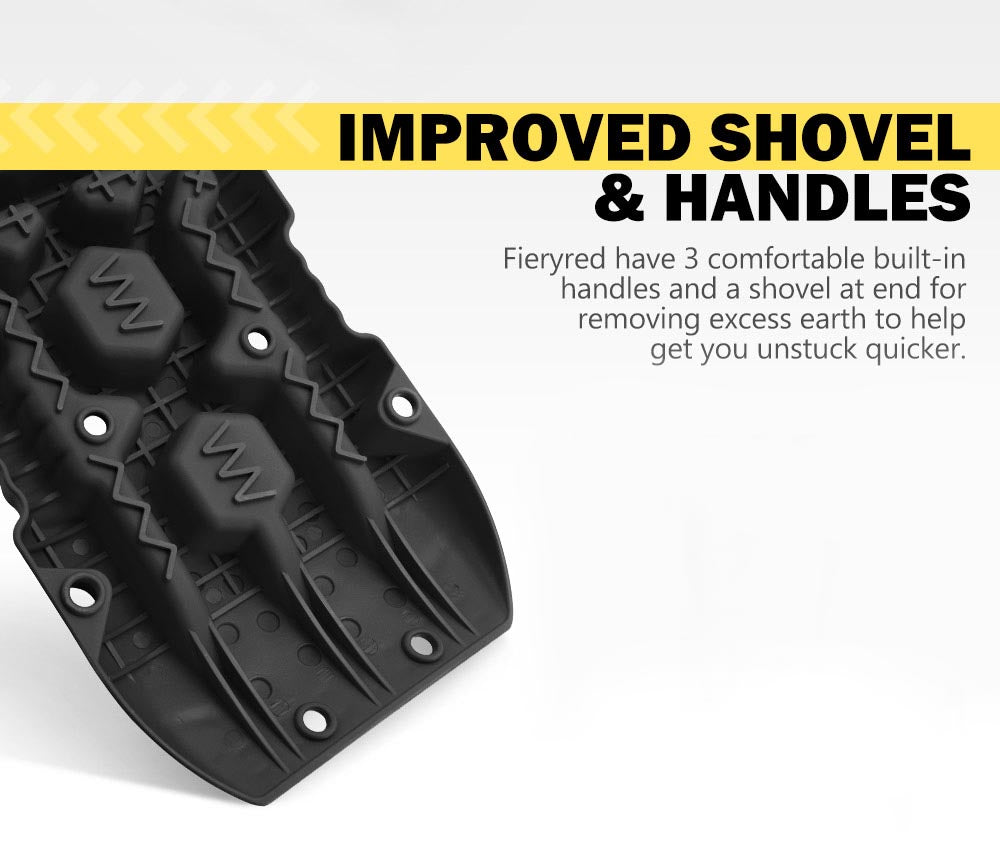 Fieryred Recovery Board Sand Tracks 15T 4WD Vehicle Sand Snow Mud 1 Pair Black