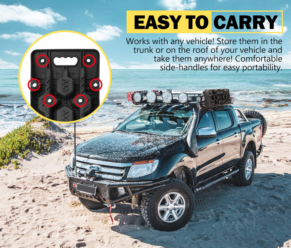 Fieryred Recovery Board Sand Tracks 15T 4WD Vehicle Sand Snow Mud 1 Pair Black