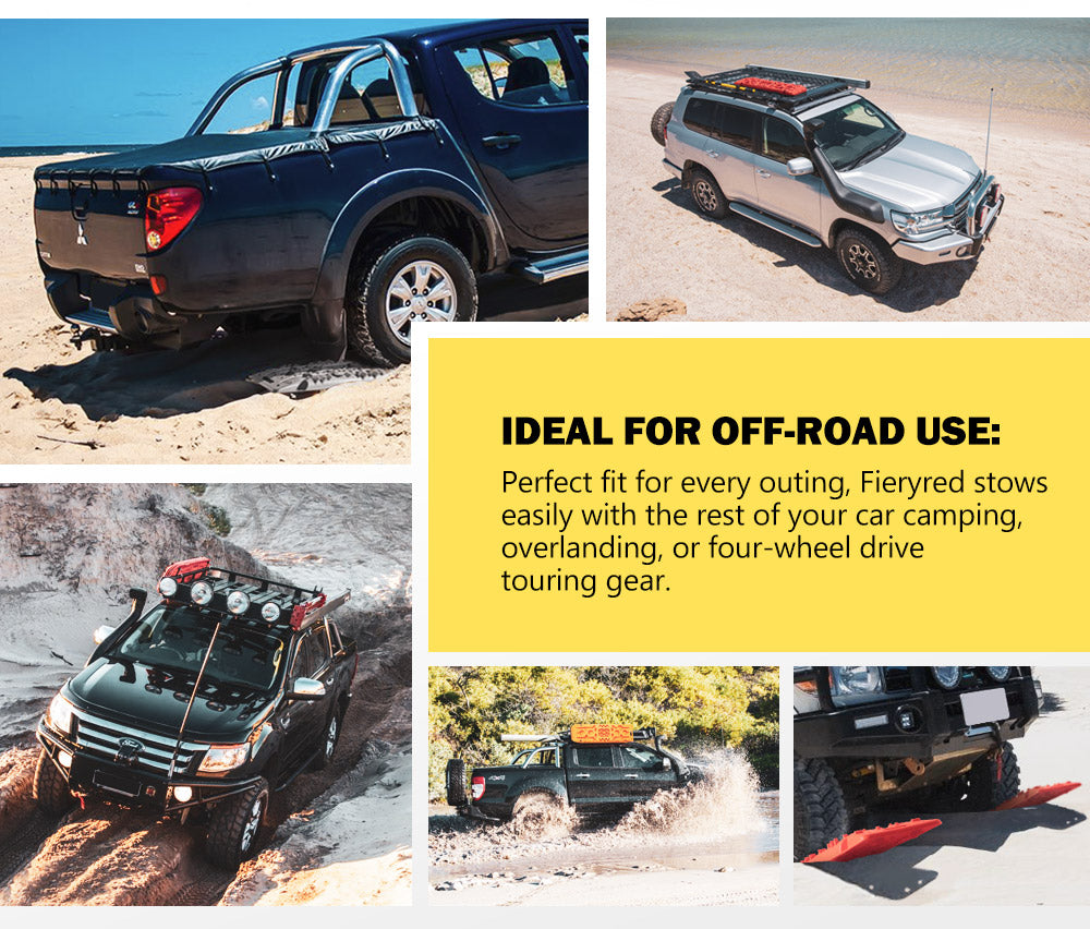 Fieryred Recovery Board Sand Tracks 15T 4WD Vehicle Sand Snow Mud 1 Pair Black