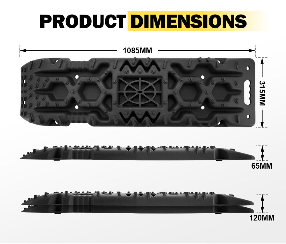 Fieryred Recovery Board Sand Tracks 15T 4WD Vehicle Sand Snow Mud 1 Pair Black