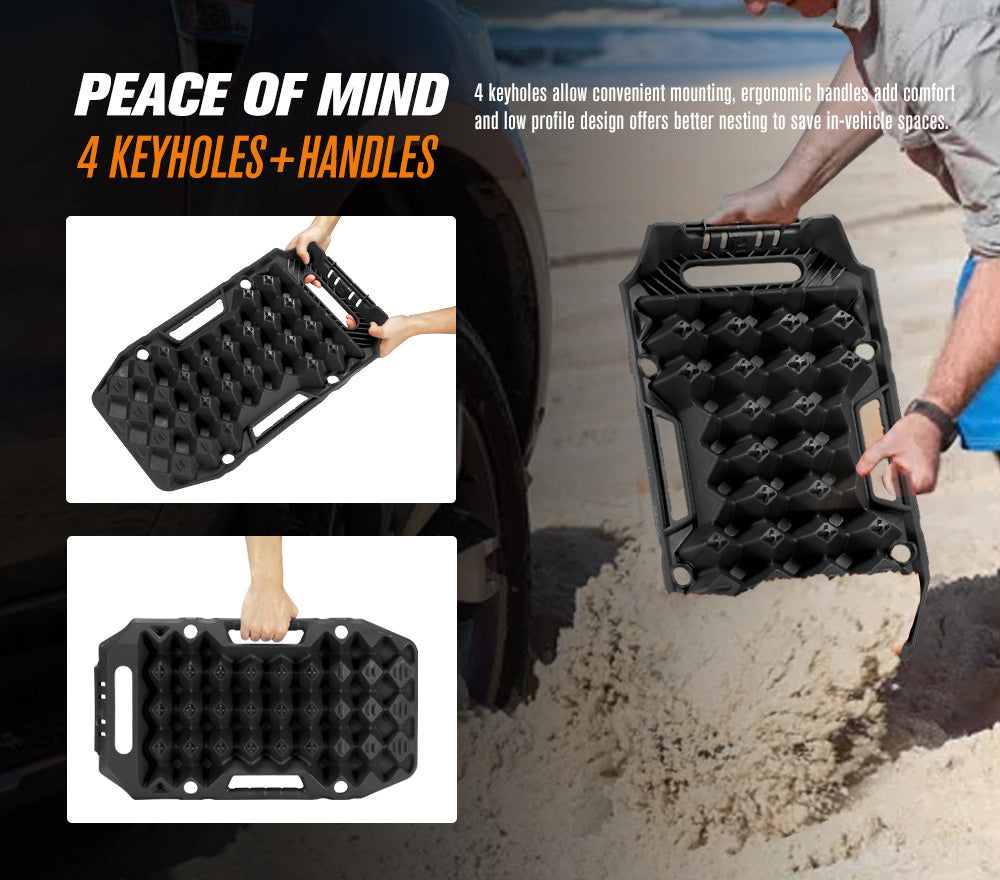 BUNKER INDUST Pair Recovery Tracks Sand Track Black 15T 4WD Car Accessories 4x4