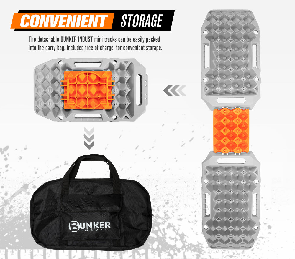 BUNKER INDUST Pair Recovery Tracks Sand Track 15T 4WD Car Accessories 4x4 Grey