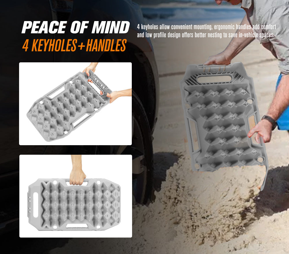 BUNKER INDUST Pair Recovery Tracks Sand Track 15T 4WD Car Accessories 4x4 Grey