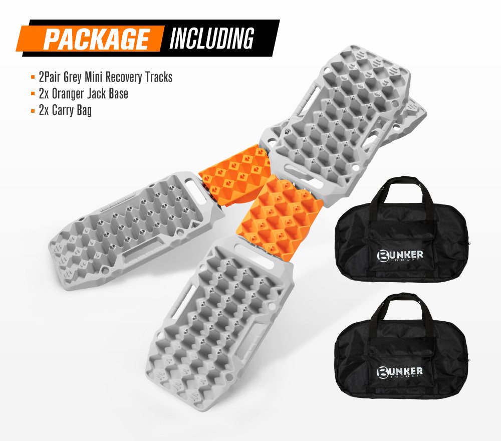 BUNKER INDUST Pair Recovery Tracks Sand Track 15T 4WD Car Accessories 4x4 Grey