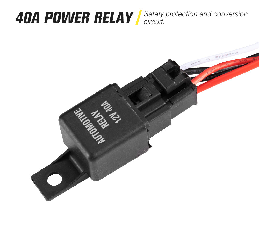LIGHTFOX Wiring Loom Harness 40A Switch Relay Kit 12V Toyota LED Light Bar Push Switch