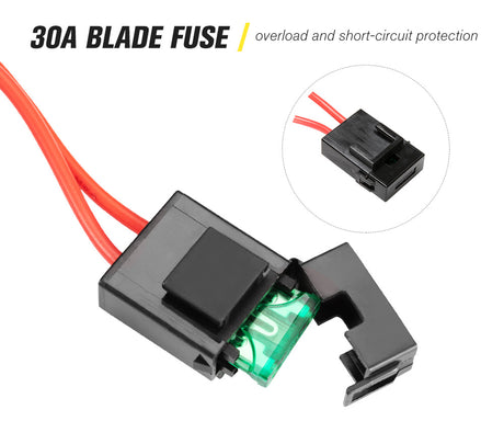 LIGHTFOX Wiring Loom Harness 40A Switch Relay Kit 12V Toyota LED Light Bar Push Switch