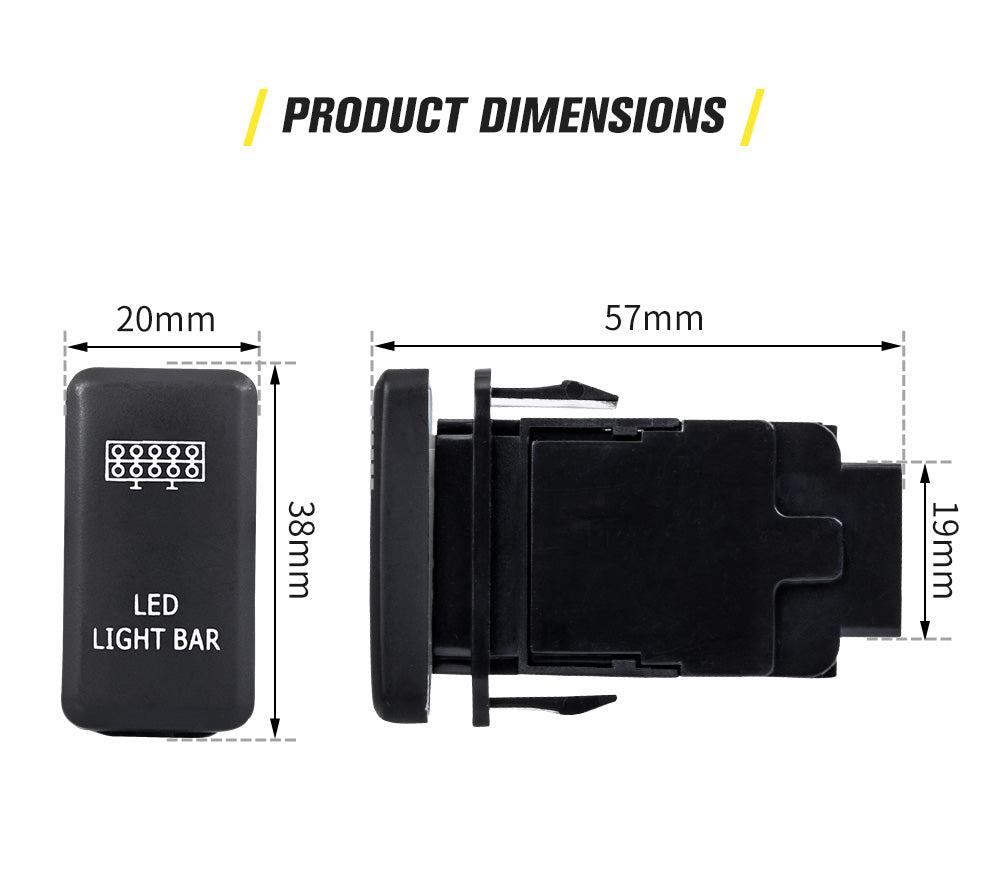 LIGHTFOX Wiring Loom Harness 40A Switch Relay Kit 12V Toyota LED Light Bar Push Switch