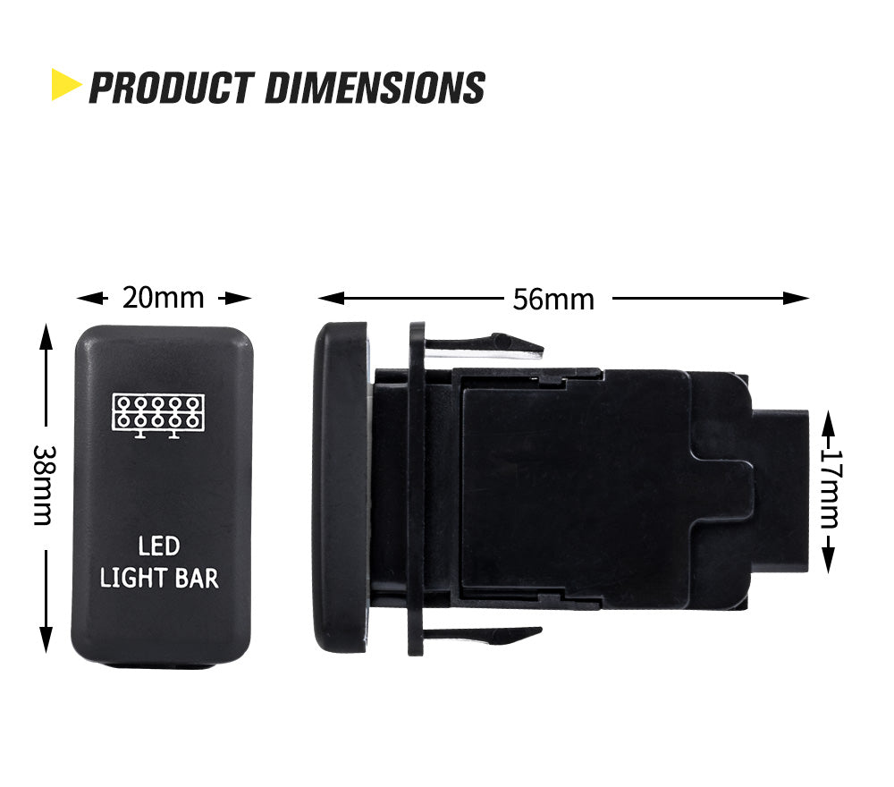 LIGHTFOX LED Light Bar Push Rocker Switch Suitable for TOYOTA Hilux Landcruiser OEM