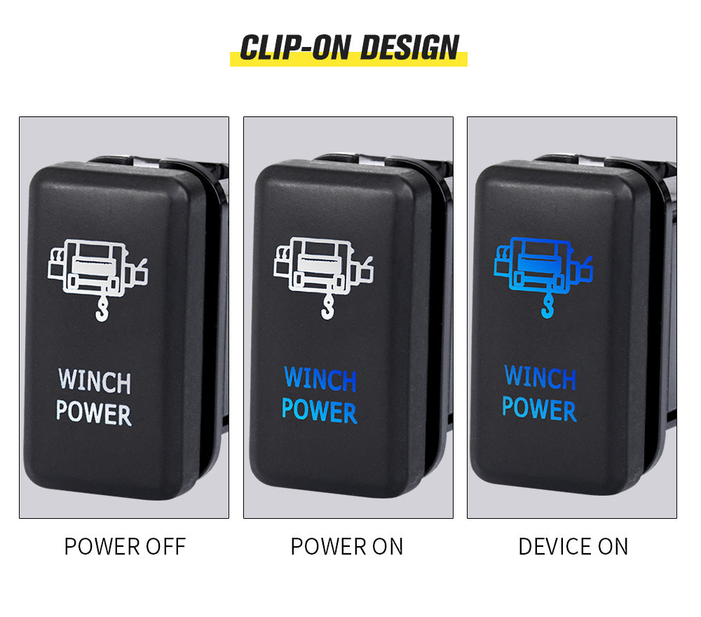 LIGHTFOX Winch Power Push Rocker Switch for TOYOTA Hilux Landcruiser OEM