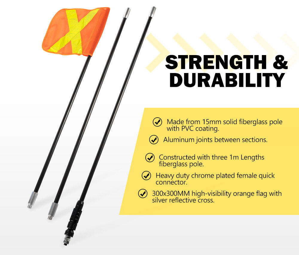 SAN HIMA 3x1M Recovery Sand Flag Safety Flag Simpson Desert Quick Connector Base