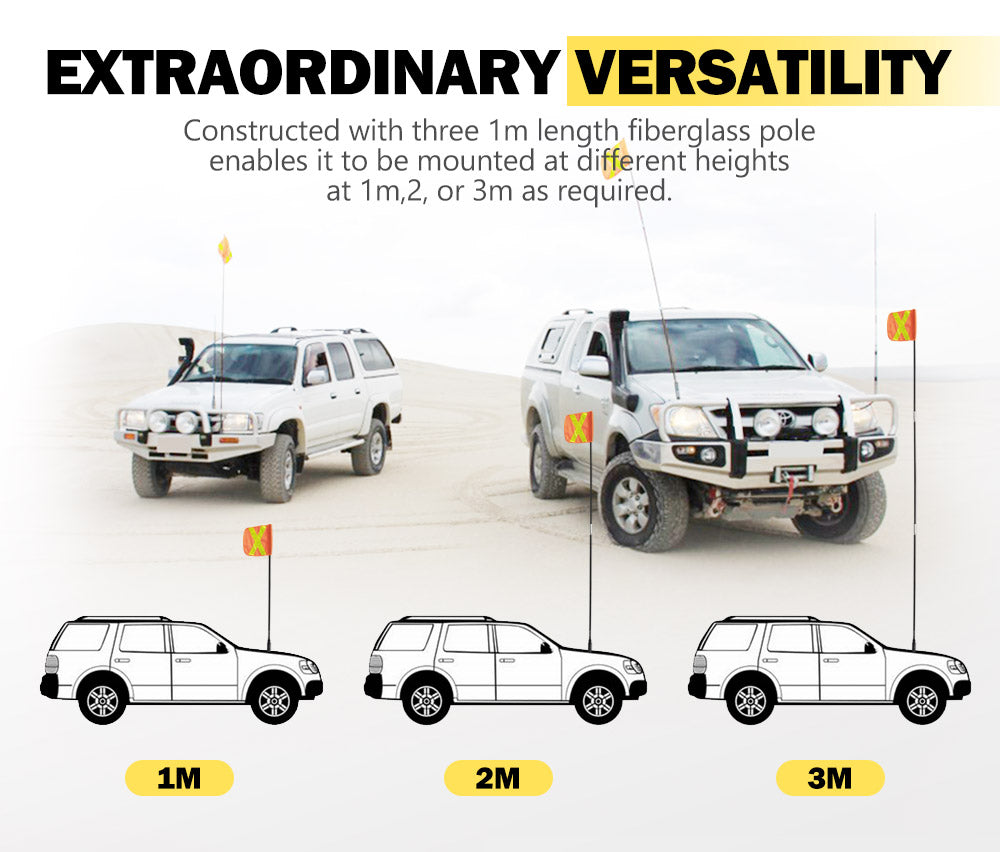 SAN HIMA 3x1M Recovery Sand Flag Safety Flag Simpson Desert Quick Connector Base