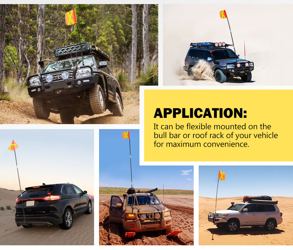 SAN HIMA 3x1M Recovery Sand Flag Safety Flag Simpson Desert Quick Connector Base